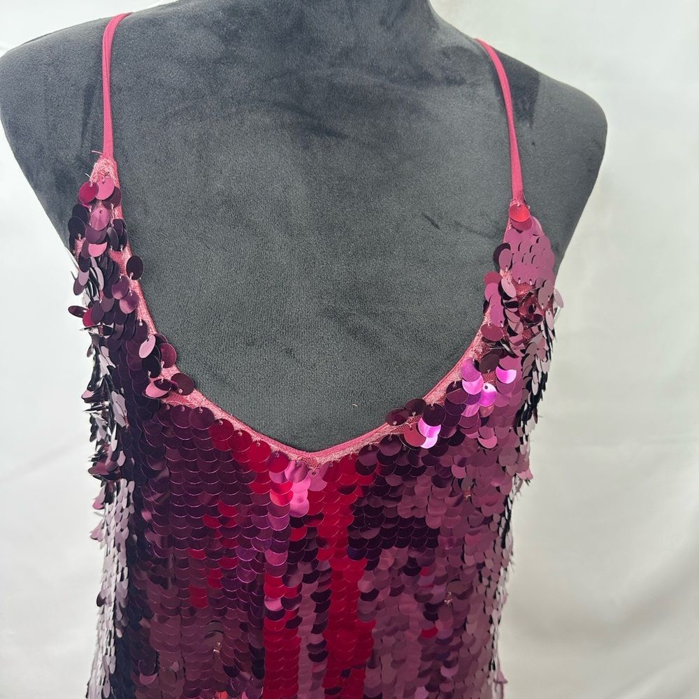 Free People Paillette Party Midi/Maxi Slip Dress Burgundy Big Sequins XS NWOT - Picture 5 of 10